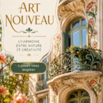 Intérieur élégant inspiré de l'architecture Art Nouveau avec des motifs floraux et des courbes harmonieuses.