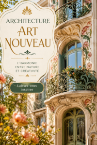Intérieur élégant inspiré de l'architecture Art Nouveau avec des motifs floraux et des courbes harmonieuses.