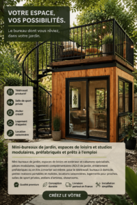 Bureau de jardin moderne en bois, parfait pour le télétravail