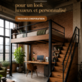 Chambre luxueuse avec une décoration moderne et personnalisée.