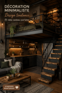 Intérieur d'une maison décorée dans un style minimaliste avec des couleurs neutres