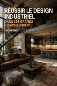 Intérieur spacieux avec des éléments de design industriel chaleureux.