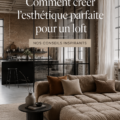 Un salon moderne avec un décor de style loft, mettant en avant des matériaux bruts et une décoration chaleureuse.