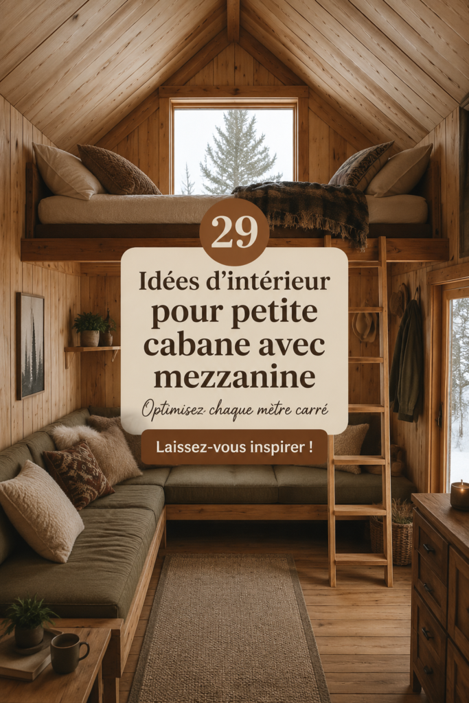 Aménagement intérieur d'une cabine avec loft chaleureux et accueillant