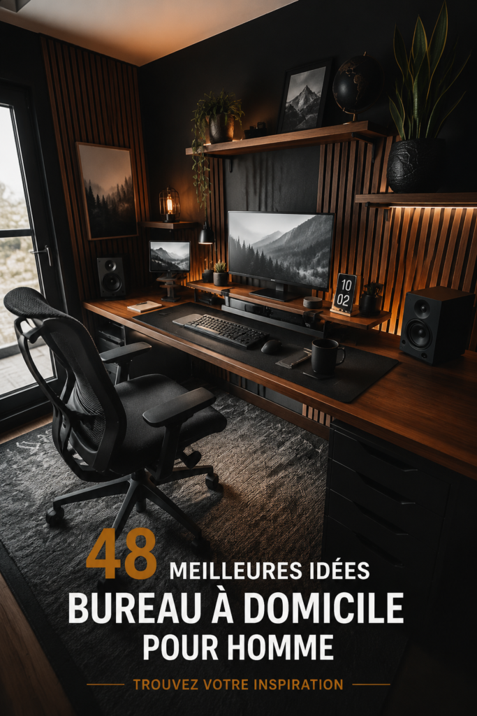 Un bureau masculin moderne avec des éléments de décoration inspirants.