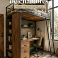 Une petite chambre décorée avec goût et fonctionnalité, présentant un espace maximisé