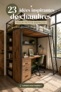 Une petite chambre décorée avec goût et fonctionnalité, présentant un espace maximisé