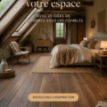 Chambre sous les toits joliment décorée avec des couleurs douces et un éclairage chaleureux.