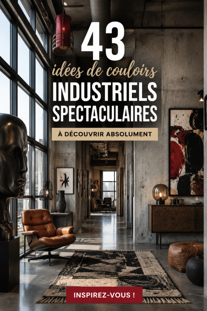 couloir industriel avec des murs en brique et des accessoires modernes