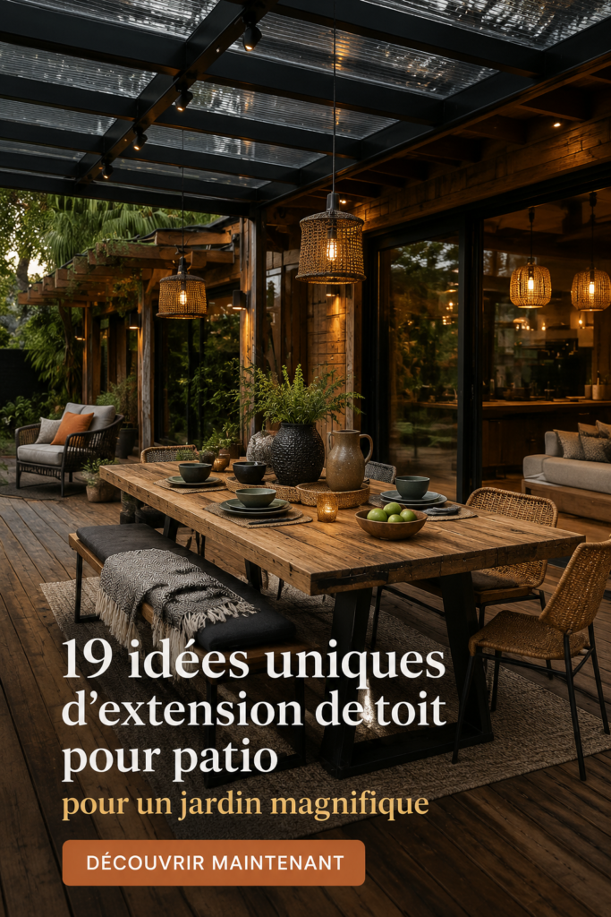 Extension de toit de patio moderne dans un jardin confortable