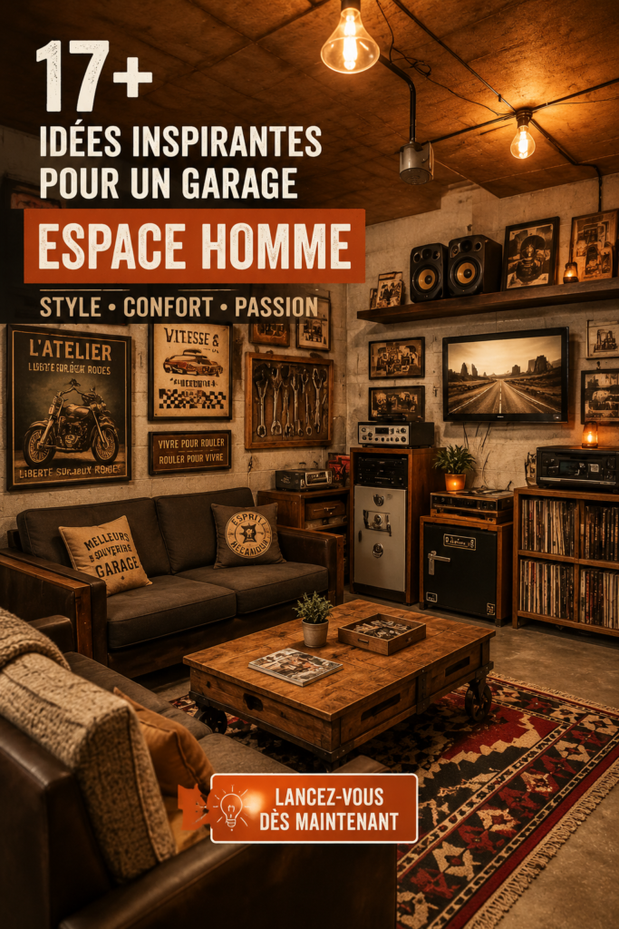 Une man cave accueillante dans un garage, décorée avec goût.
