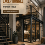 Intérieur d'un loft industriel moderne avec des éléments de design unique.
