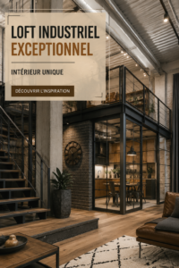 Intérieur d'un loft industriel moderne avec des éléments de design unique.