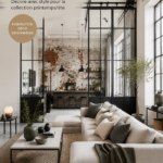 Un loft industriel lumineux avec des éléments de décoration modernes et naturels