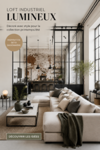 Un loft industriel lumineux avec des éléments de décoration modernes et naturels