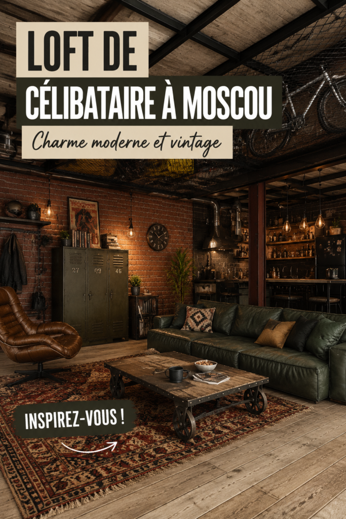 Loft moderne à Moscou avec une décoration vintage et chaleureuse