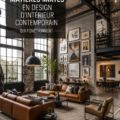 Intérieur moderne avec une combinaison de matériaux variés comme le bois et le métal