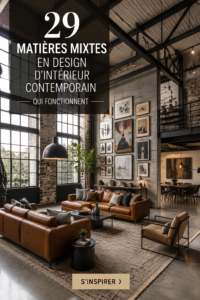 Intérieur moderne avec une combinaison de matériaux variés comme le bois et le métal
