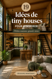 Modèle de tiny house moderne en bois avec un design épuré.