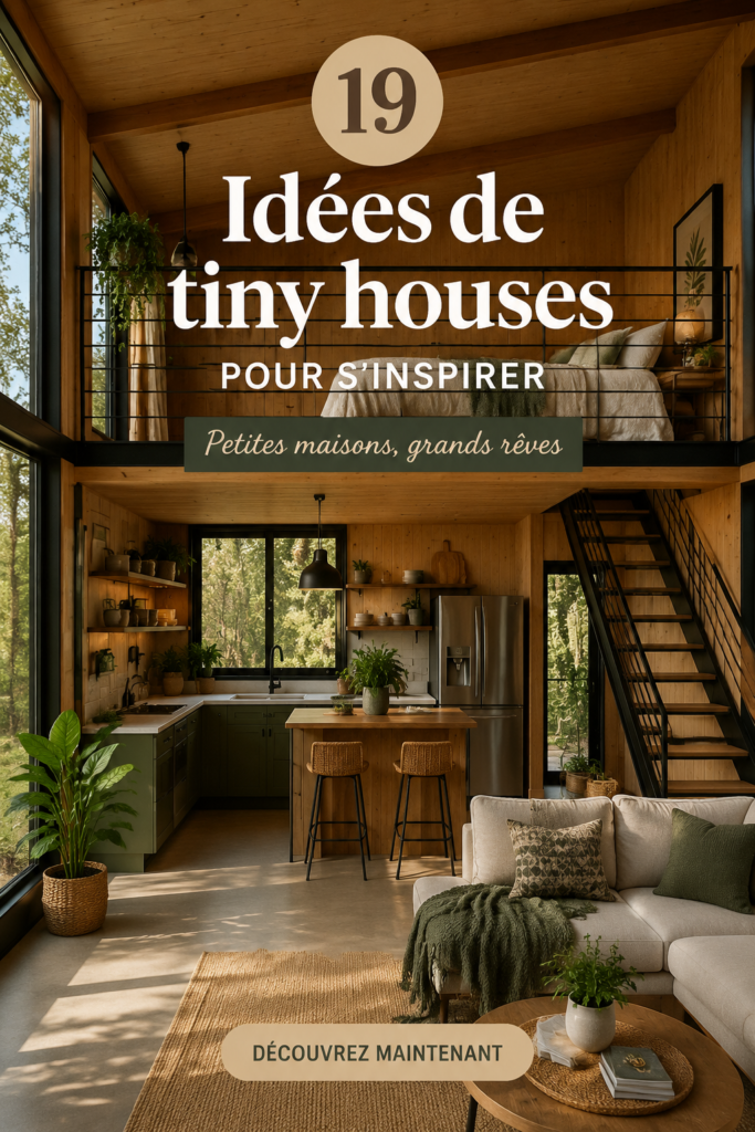 Modèle de tiny house moderne en bois avec un design épuré.