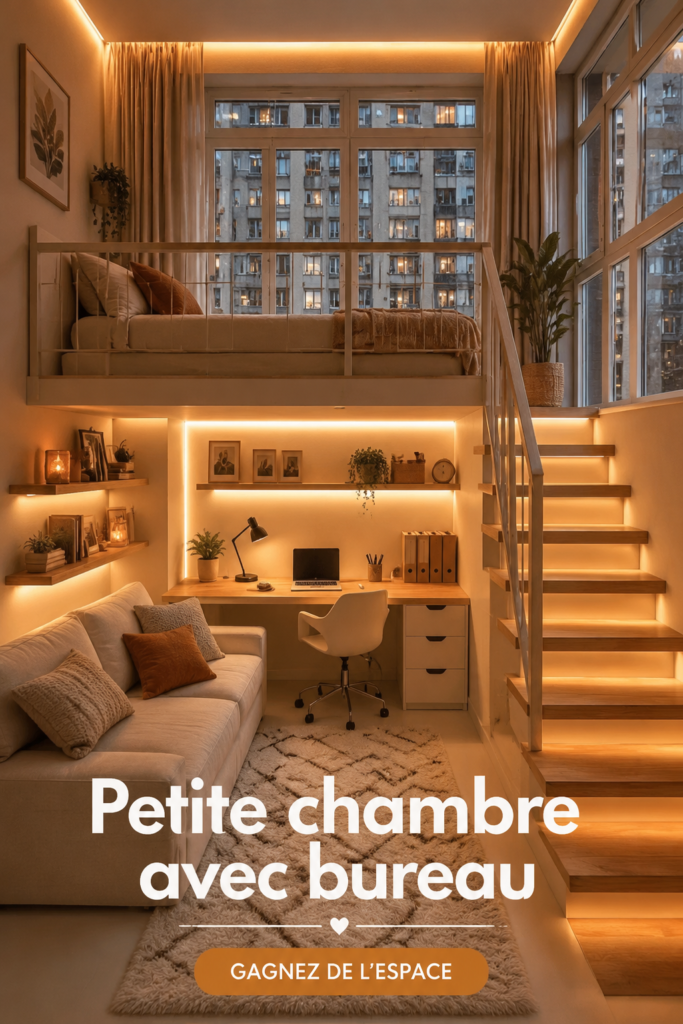 Un petit bureau lumineux et bien agencé dans une chambre.