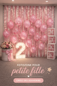 Zone photo colorée avec des décorations pour enfants en arrière-plan