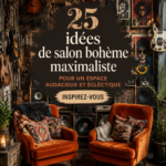 Salon boho maximaliste avec des couleurs vives et un mélange de motifs