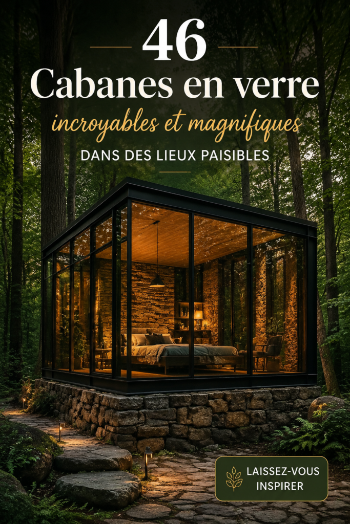 Cabanes en verre situées dans un paysage paisible.
