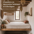 Chambre boho éclectique avec des éléments décoratifs variés.