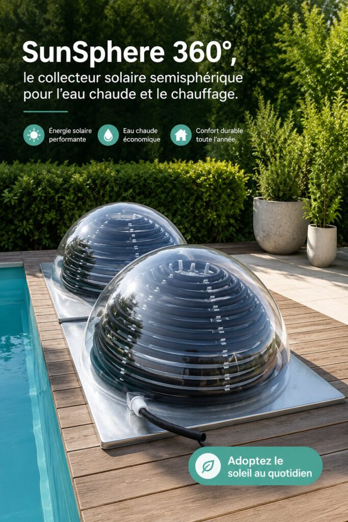 Collecteur solaire à 360° installé sur un toit de maison moderne.