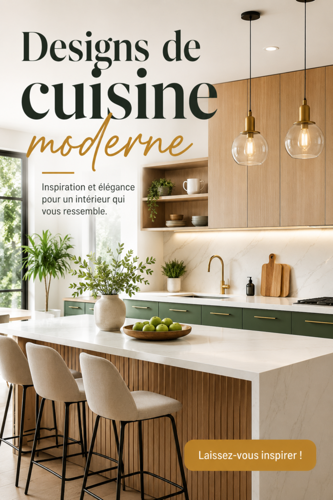 Cuisine moderne avec un design chaleureux et des éléments contemporains