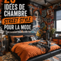 Chambre avec décoration street style moderne incluant des éléments urbains
