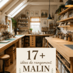 Grenier bien rangé avec des équipements de rangement astucieux et décoratifs.