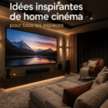 Salle de cinéma à la maison avec des sièges confortables et un grand écran