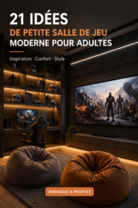 Salle de jeux moderne avec des fauteuils confortables et des couleurs vives.