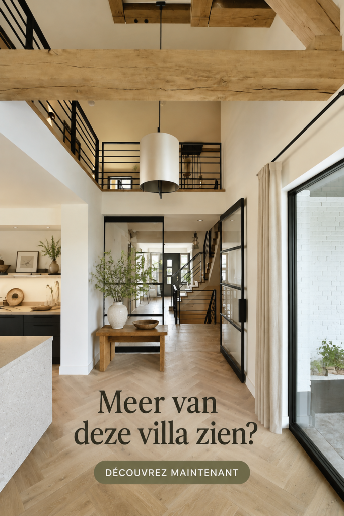 Vue d'une villa moderne au design élégant avec une décoration intérieure chaleureuse.