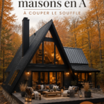 Maison A-Frame sombre avec un design moderne et accueillant.