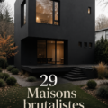 Maison brutaliste contemporaine avec des lignes épurées et des matériaux bruts