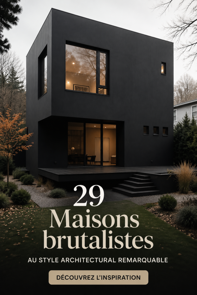 Maison brutaliste contemporaine avec des lignes épurées et des matériaux bruts