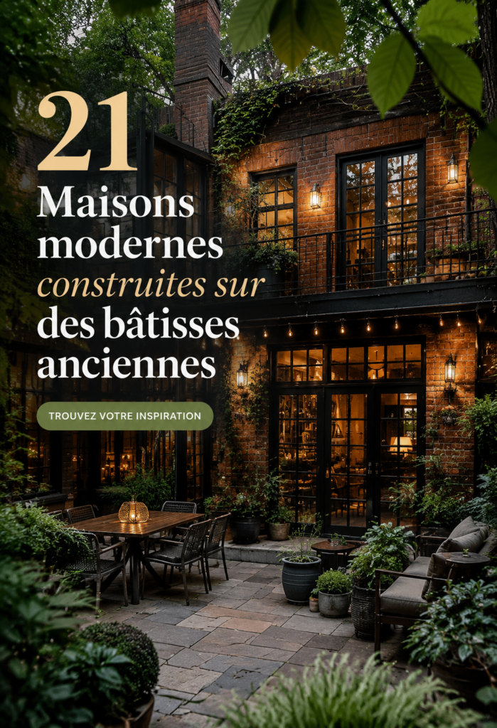 Maison moderne construite sur des fondations anciennes, alliant style contemporain et charme historique.