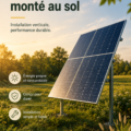 Installation de panneaux solaires au sol dans un jardin ensoleillé
