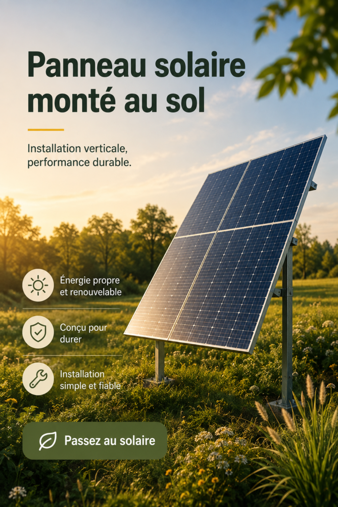 Installation de panneaux solaires au sol dans un jardin ensoleillé