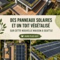 Maison moderne avec panneaux solaires et toit végétal à Seattle