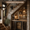 Idées de rangement créatif et esthétique sous un escalier avec un bar à vin