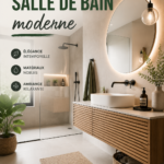 Salle de bain moderne avec des couleurs neutres et un design épuré