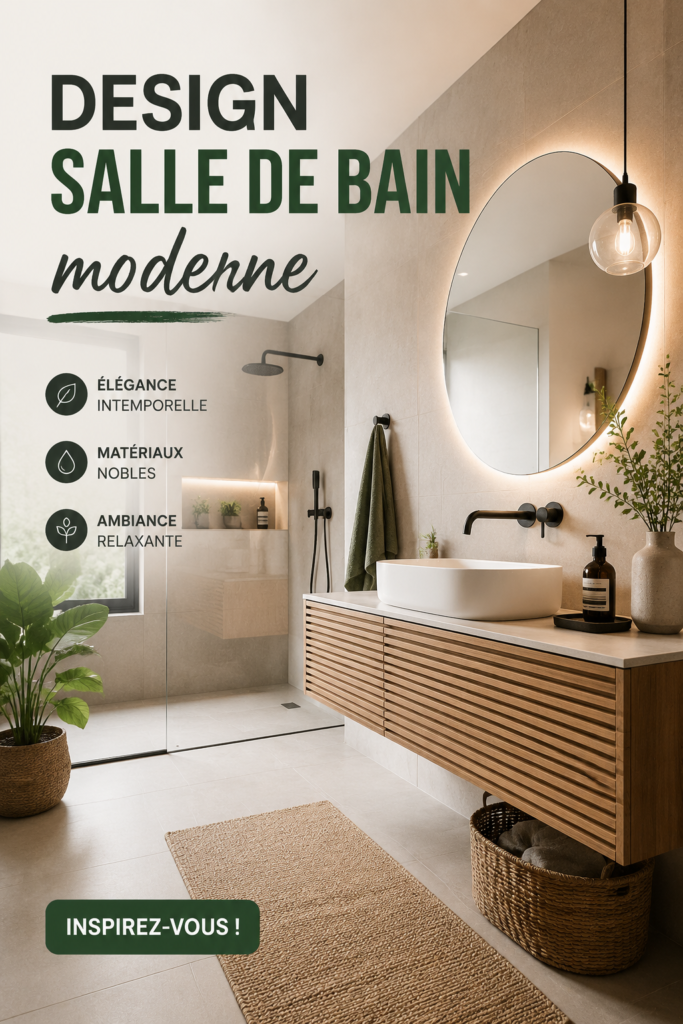 Salle de bain moderne avec des couleurs neutres et un design épuré