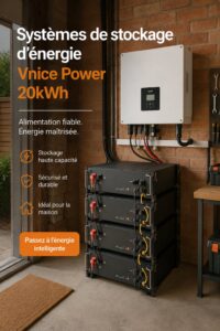 Système de stockage d'énergie Vnice installé dans une maison moderne, intégrant design et pratique.
