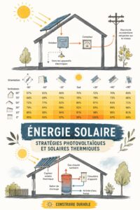 Maison équipée de panneaux solaires sur le toit dans un cadre verdoyant