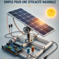 Un suiveur solaire en bois affichant une belle efficacité énergétique dans un jardin moderne.