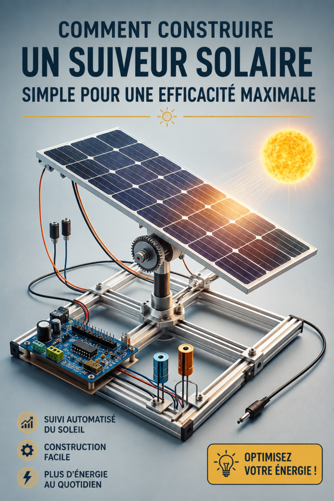 Un suiveur solaire en bois affichant une belle efficacité énergétique dans un jardin moderne.